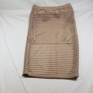 Vivienne Grace Womens Textured Stripe‎ Pencil Skirt Large Tan